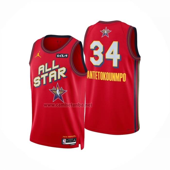 Camiseta All Star 2025 Milwaukee Bucks Giannis Antetokounmpo NO 34 Rojo
